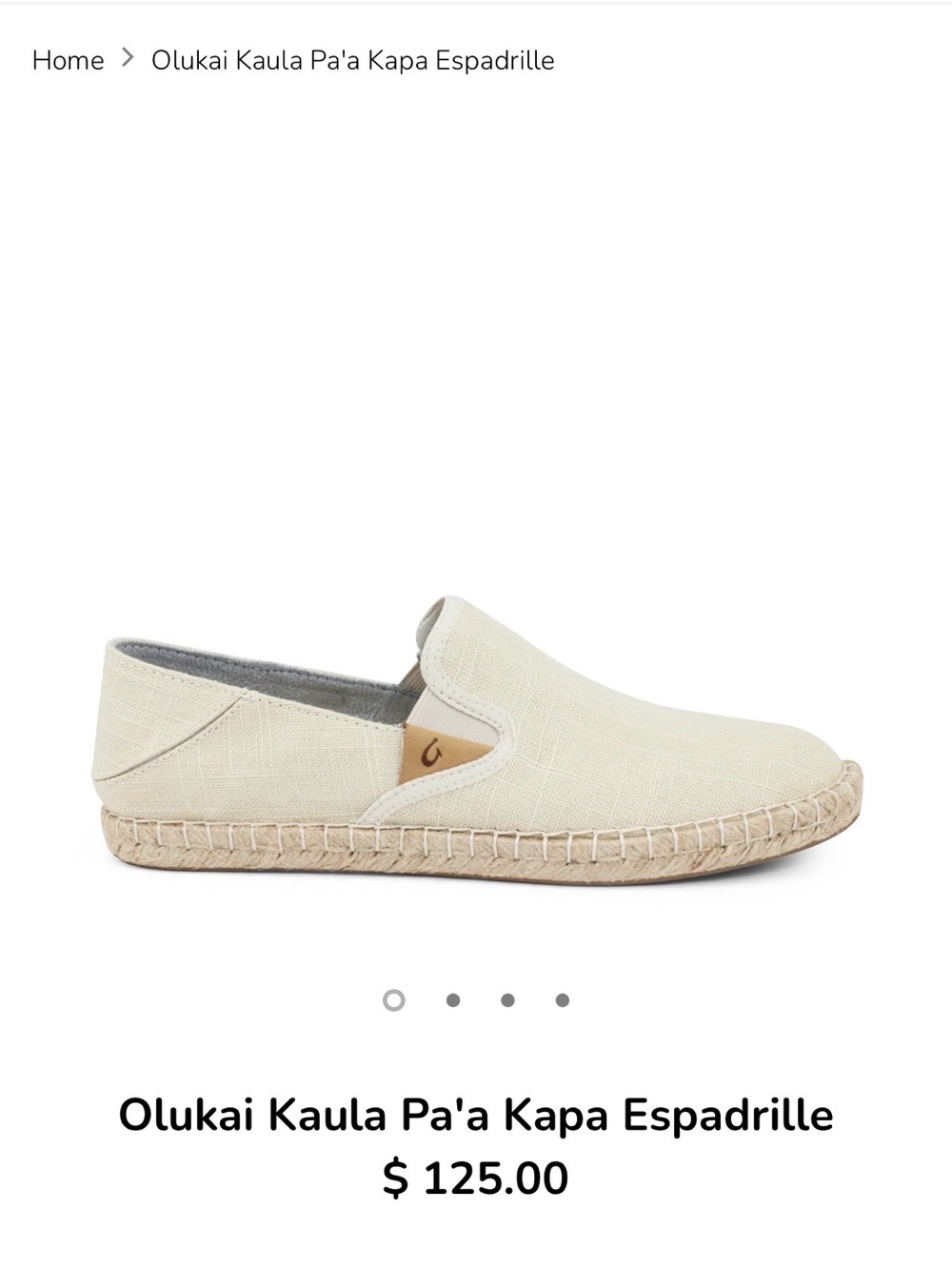Olukai Women’s Kaula Pa' A Kapa Linen Espadrille Slip-On Shoe in Cream, Size 8